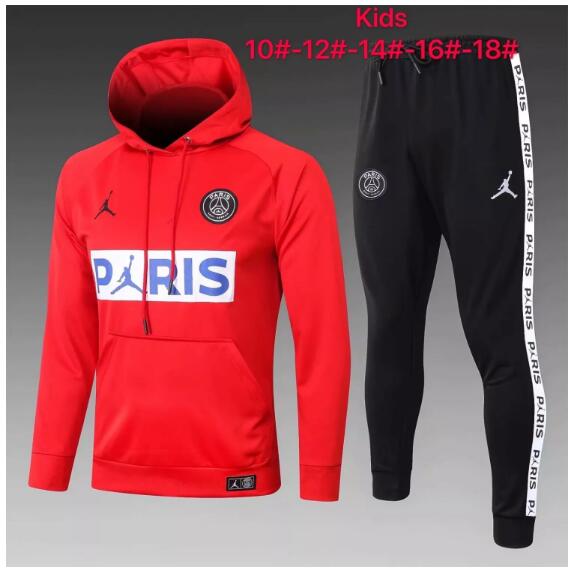 Kids PSG Jordan Red Sweat Shirt and Pants Training Suits 2020/21